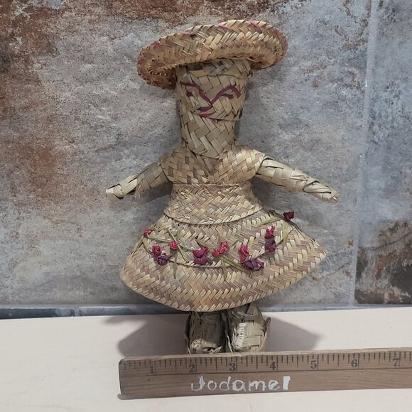 Vintage Handmade Straw Girl Doll - Picture 8 of 10